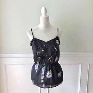 Gap Spaghetti Strap Floral Ruffle Blouse Top XS